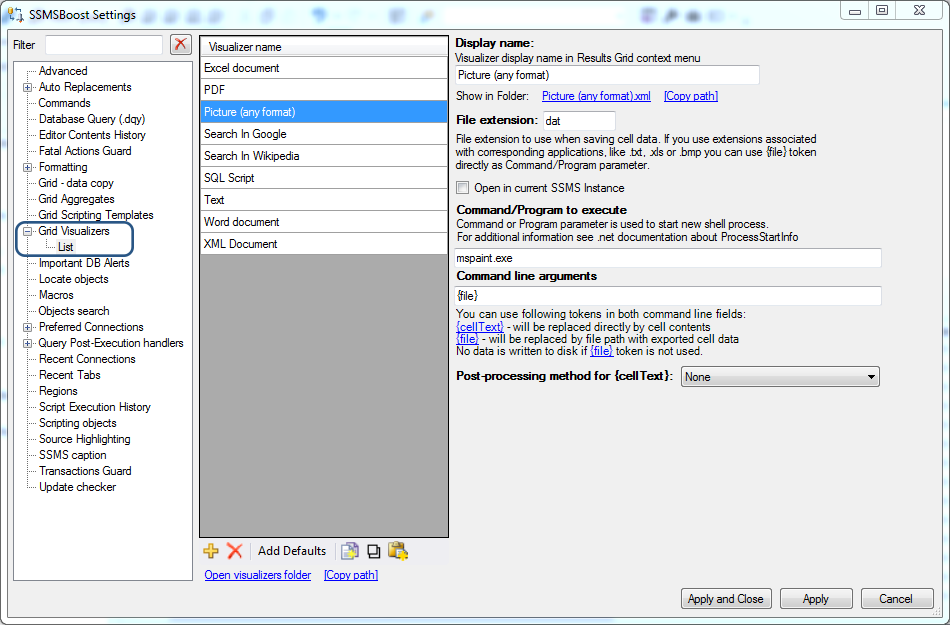 Ssms Results Grid Visualizers Ssms Boost Add In For Sql Server Management Studio