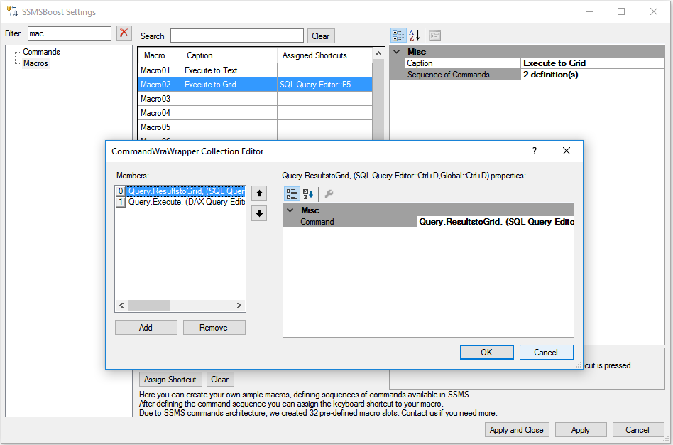 sql server management studio shortcut